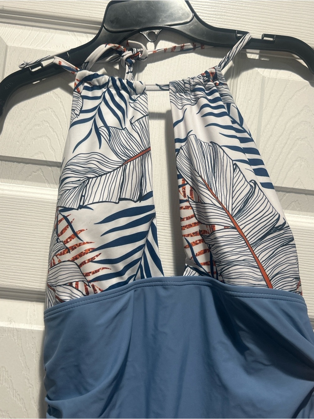 Women’s Blue Tropical Print One-Piece Swimsuit
